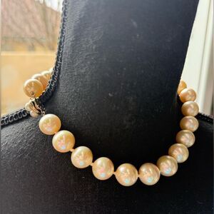 Vintage Metall double knotted string of pearls pearls metal Metal clasp